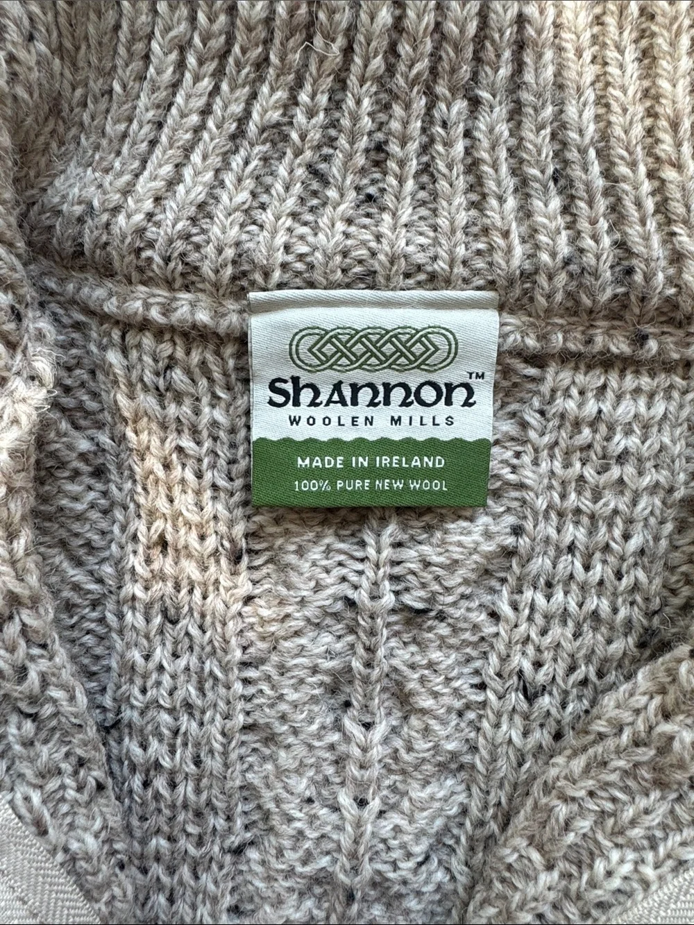 Men's Cozy Cream Cable-Knit Zip Cardigan Sweater High Quality Made in Ireland
